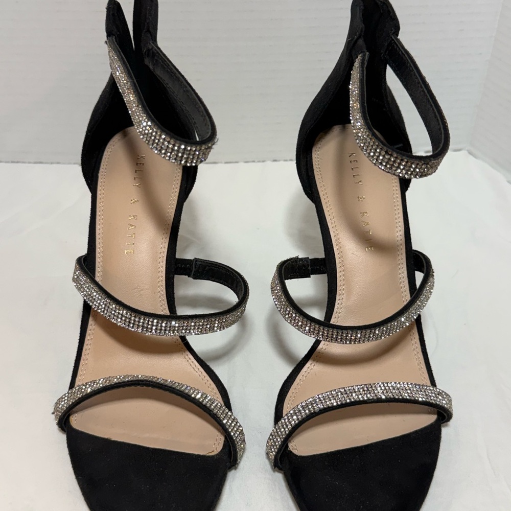 Kelly & Katie Black Rhinestone Strappy Heels